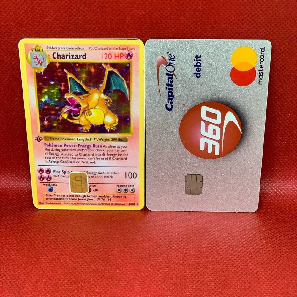 1st Edition Charizard Pokémon Card Style Credit & Debit Card Vinyl Sticker Skin!